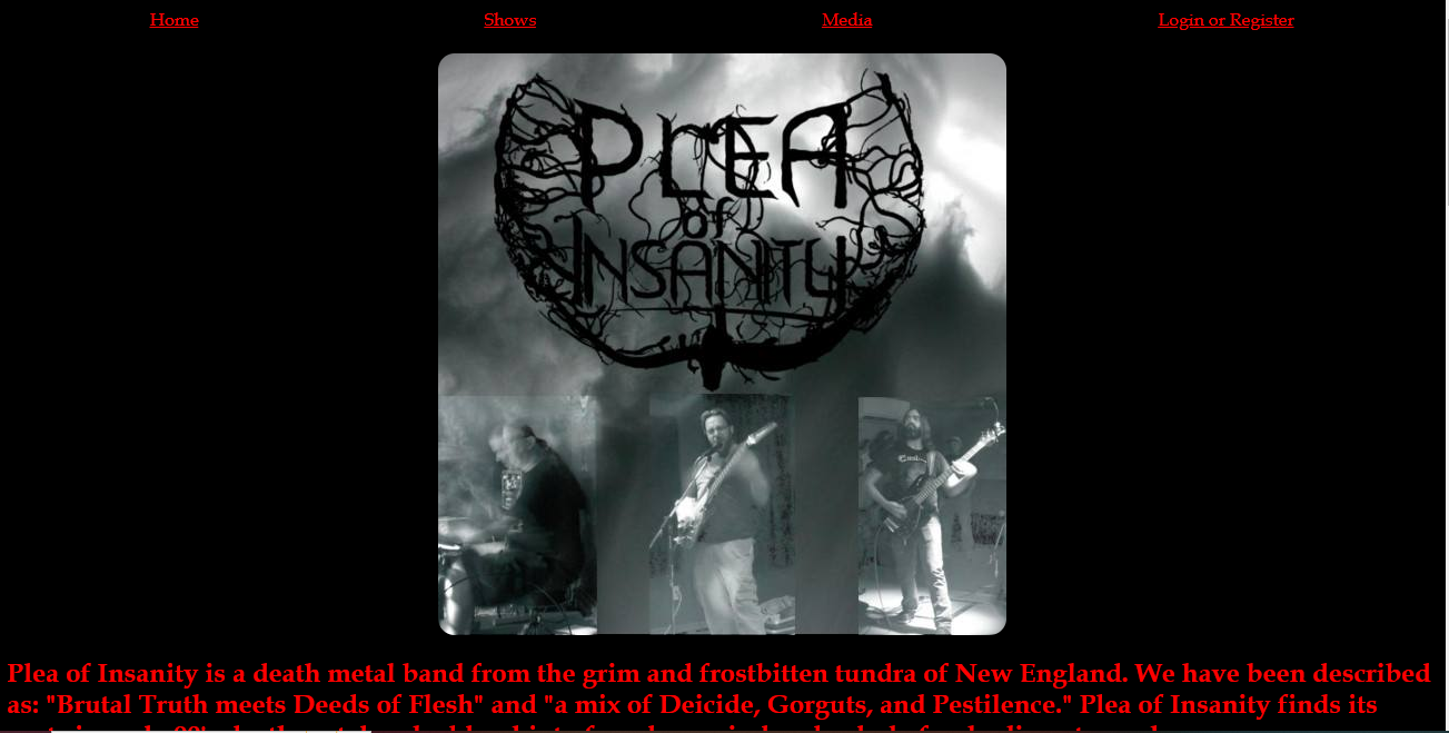 Screenshot of plea of insanity site